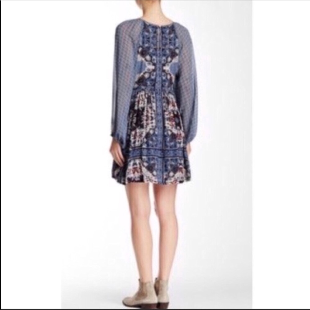 3/$50 Free People Oksana blue boho dress 2 XS - Picture 3 of 7